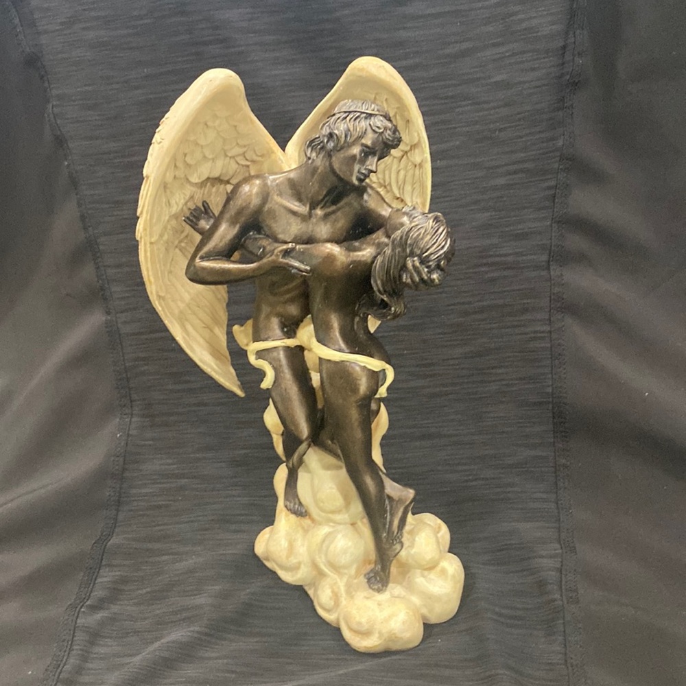 Elegant Angelic Sculpture in Black and Gold